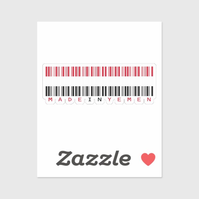 Sticker Made in Yemen Barcode Flag Design (Feuille)