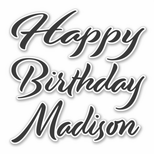 Sticker Madison Nom Prénom Anniversaire de la Broderie noi (Devant)