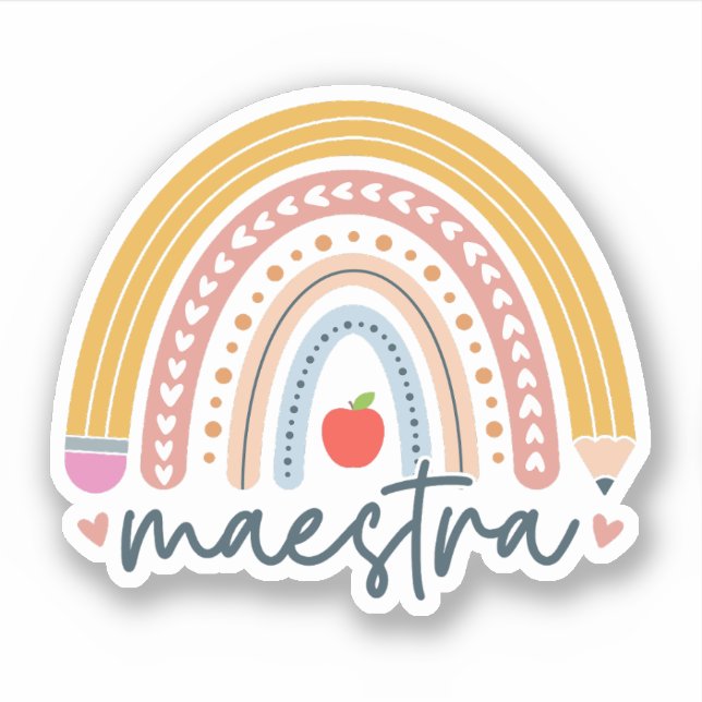 Sticker Maestra Arc-en-ciel, Cadeau d'appréciation de l'en (Devant)