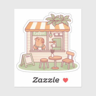 Sticker Magasin de café Cute Capybara Barista