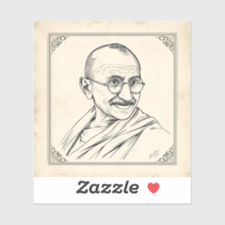 Sticker Mahatma Gandhi et autres leaders historiques emblé