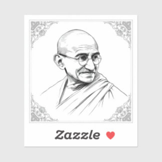 Sticker Mahatma Gandhi et autres leaders historiques emblé