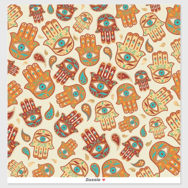 Sticker Main de Hamsa - Main de Fatima Turquoise Terracott (Feuille)