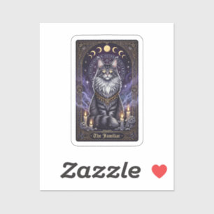 Sticker Maine Coon Tarot - La familière Halloween