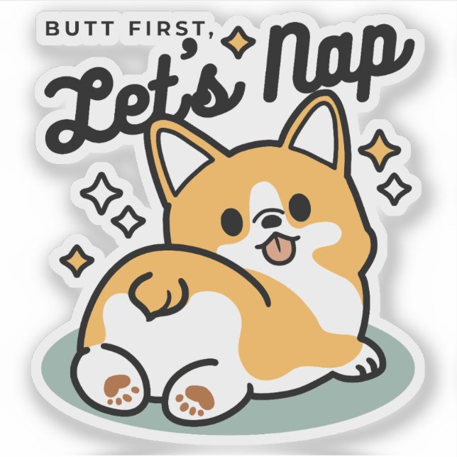 Sticker Mais d'abord, Nappons - mignon Caricature à bouton (Devant)