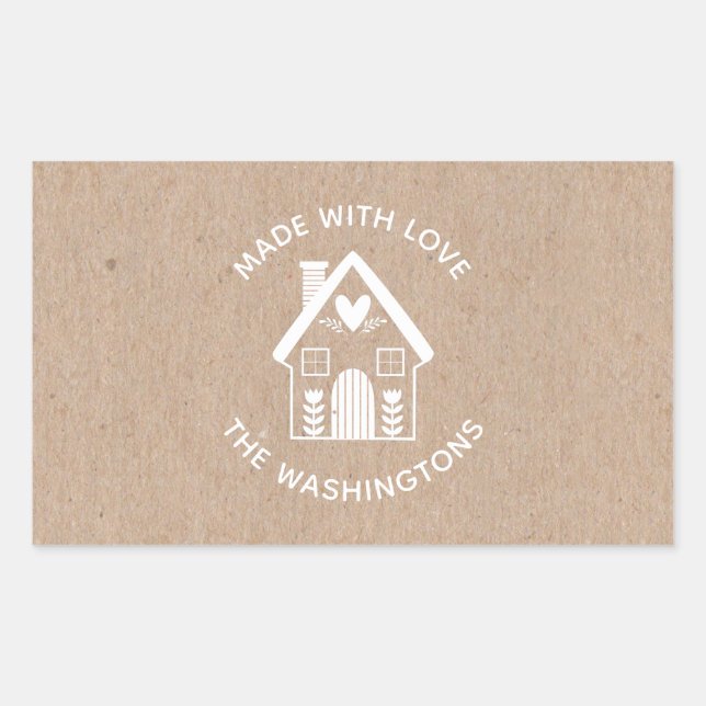 Sticker Maison de Noël Fabriqué avec amour Kraft (Devant)