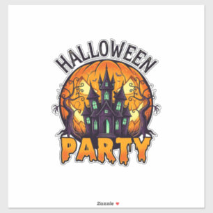 Sticker Maison Hantée Fête Halloween Citrouille Chauves-so