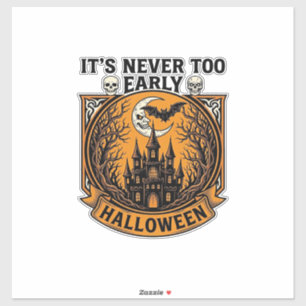 Sticker Maison hantée Halloween trop tôt Lune Chauve-souri