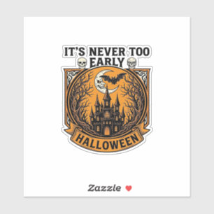 Sticker Maison hantée Halloween trop tôt Lune Chauve-souri