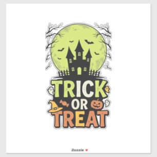 Sticker Maison hantée vintage Trick or Treat Halloween Des