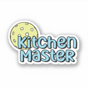 Sticker Maître cuisine Pickleball bleu et jaune