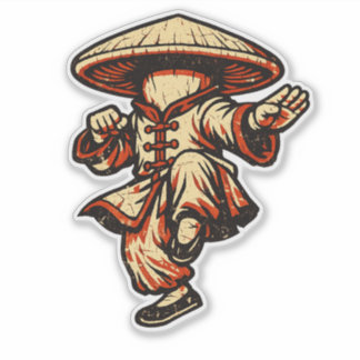 Sticker Maître de Kung Fu Champignon — Rétro Vintage Marti