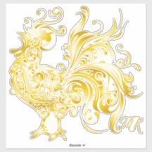 Majestic Chicken Golden Rooster Trendy Tribal Gold