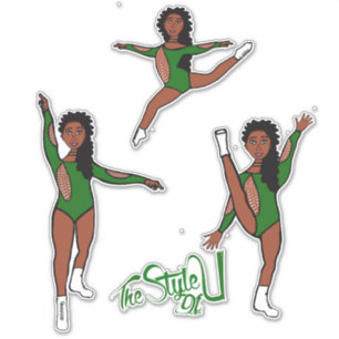 Sticker Majorette / Danseuse Tri Pose Vert