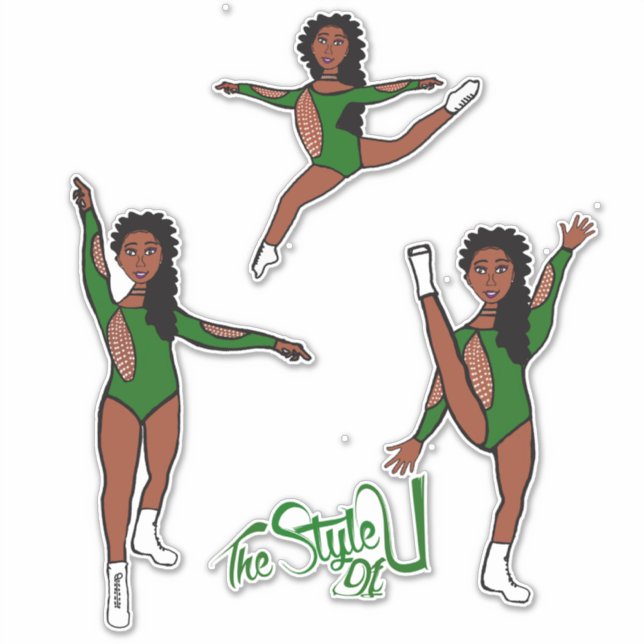 Sticker Majorette / Danseuse Tri Pose Vert (Devant)