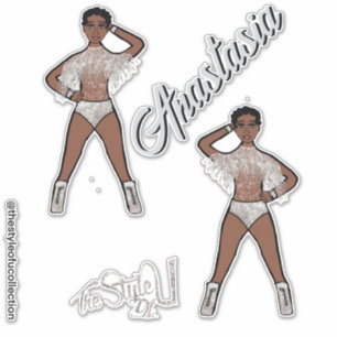 Sticker Majorette personnalisée / Frange argent danseur