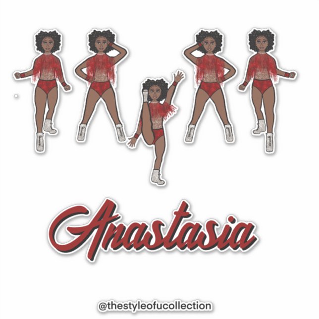 Sticker Majorette personnalisée / Frange rouge danseur (Devant)