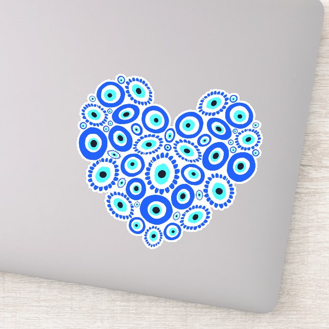 Sticker Mal Oeil Amour Coeur Bleu (Détail)