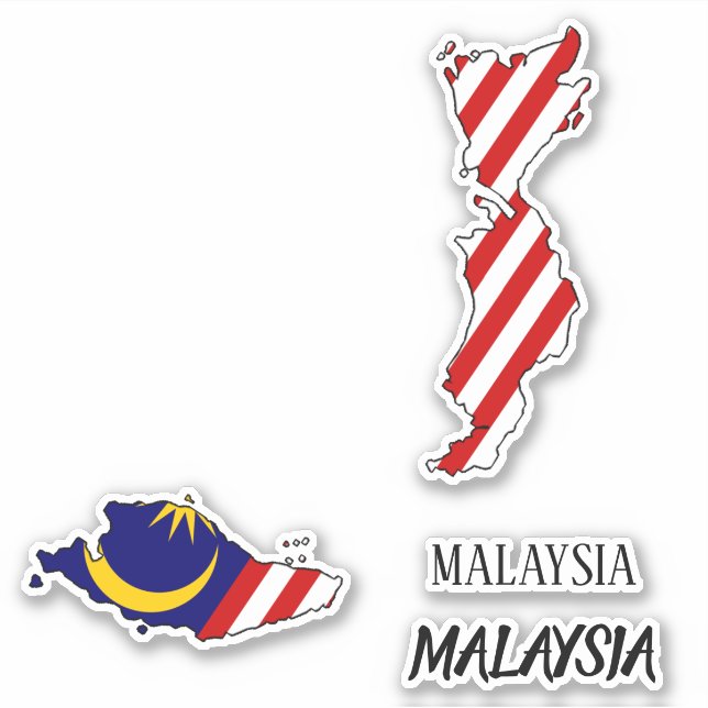 Sticker Malaisie Drapeau Charme Carte Patriotique (Devant)