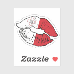 Sticker Malte Maltese Lipstick Love Drapeau