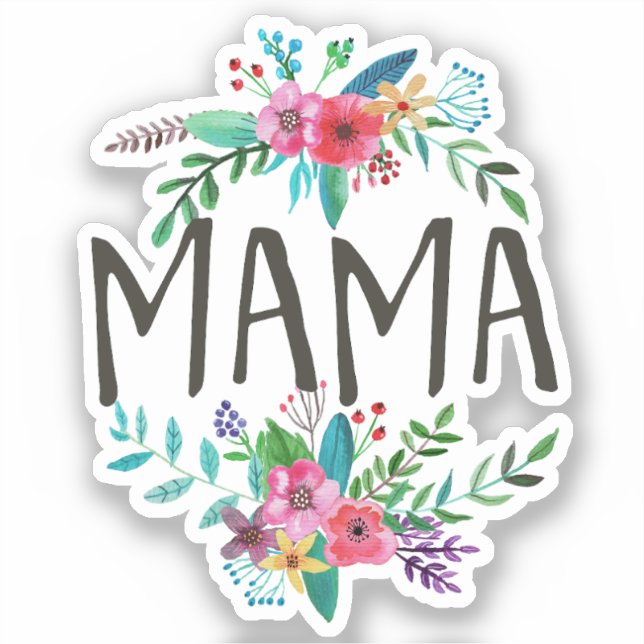 Sticker Mama, Joli et mignon boho floral botanique vinyle (Recto)