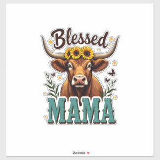 Sticker Maman bénie vintage vache highland tournesol Weste