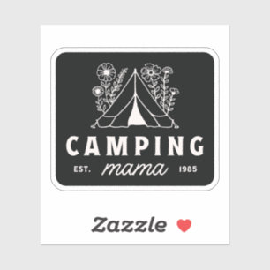 Sticker Maman camping maman campeuse mère fantaisiste noir
