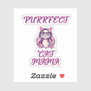 Sticker Maman Chat Parfaite Design Parent Félin
