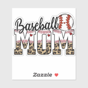 Sticker Maman de baseball typographie léopard 