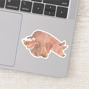 Sticker Maman de porc et bébés