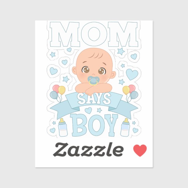 Sticker Maman dit Grossesse Garçon Vinyl rose ou bleu (Feuille)