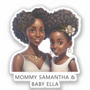 Sticker Maman et fille noire personnalisée (11)
