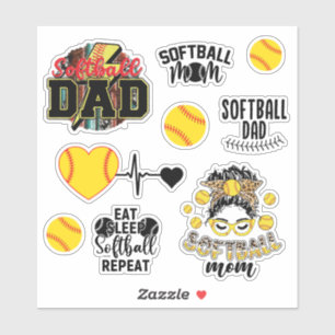 Sticker Maman et papa de softball