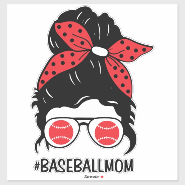 Sticker Maman Messy bun de baseball (Feuille)
