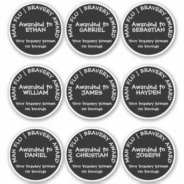 Sticker Man Flu Bravery Award Personnalisé (Devant)