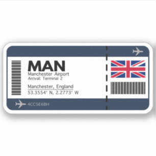 Sticker MAN Manchester Boarding Pass - Angleterre Travel