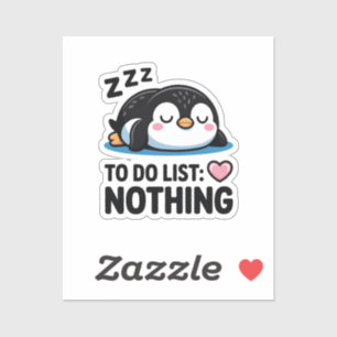 Sticker manchot mignon endormi, liste de choses à faire ri