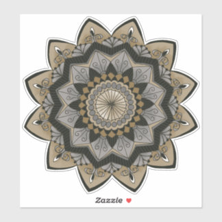 Sticker Mandala Art Déco inspirée Noir, Argent et Or