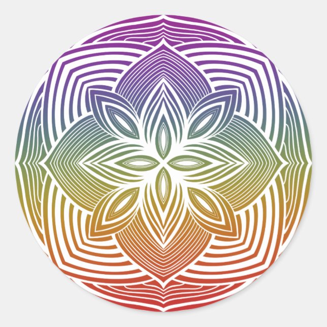 sticker Mandala blanc sur arc-en-ciel (Devant)