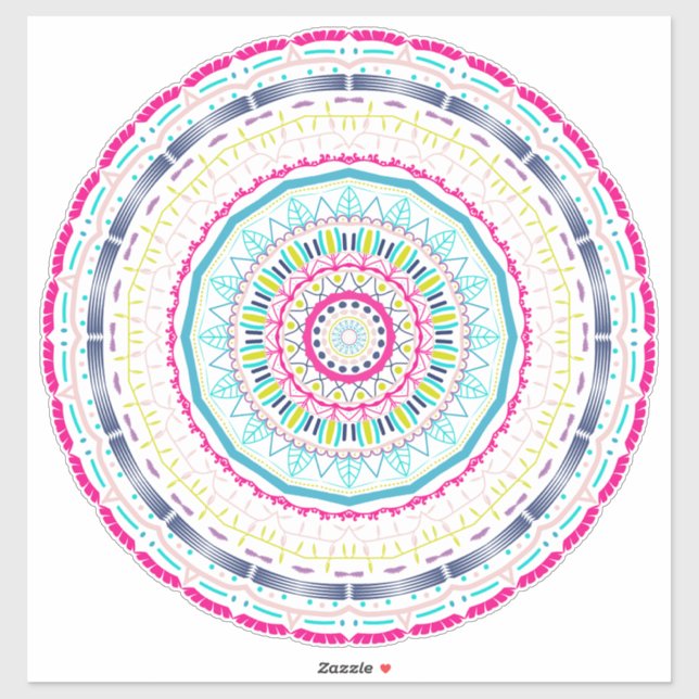 Sticker mandala coloré (Feuille)