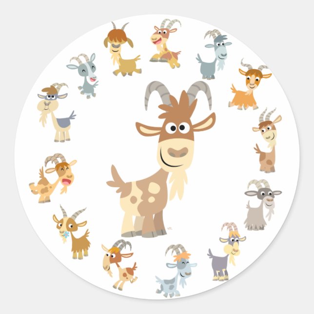 Sticker Mandala de chèvre caricaturale mignonne (Devant)