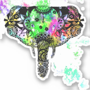 Sticker mandala d'éléphant de teinture à tarte