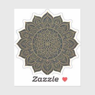 Sticker Mandala d'or et de marine