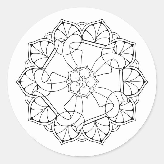 Sticker Mandala noir & blanc (Devant)