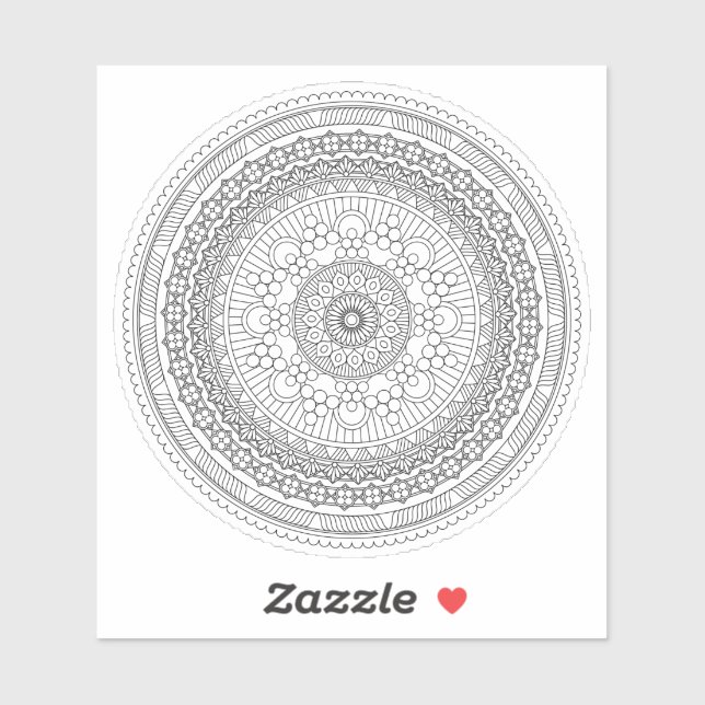 Sticker Mandala noir et blanc complexe v3 (Feuille)