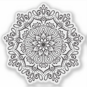 Sticker Mandala Rétro dessiné à la main organique noir et 
