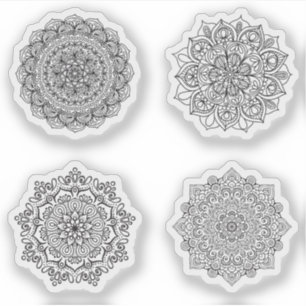 Sticker Mandala Retro jeu de tatouage au henné à main 4x