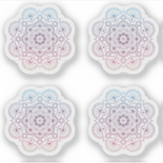 Sticker Mandala Retro jeu de tatouage bleu violet dessiné  (Devant)
