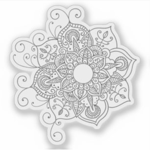 Sticker Mandala Rétro main dessinée tatouage fleur de henn