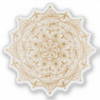 Sticker Mandala Retro tatouage en or dessiné à la main